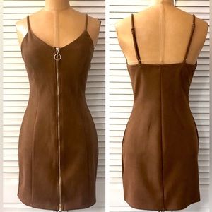 Iris Womens Dress Small Brown Sleeveless Spaghetti Straps Padded Mini Bodycon